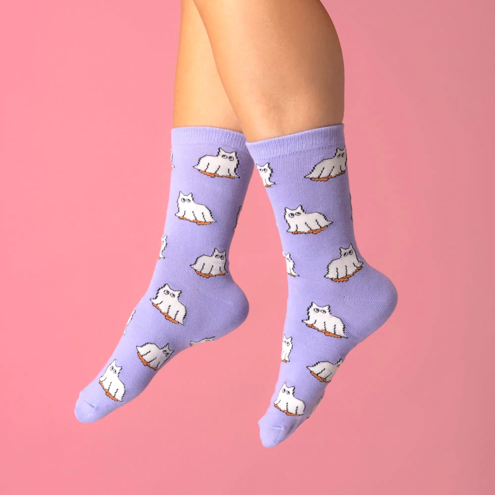 Ghost Cat Glow Socks