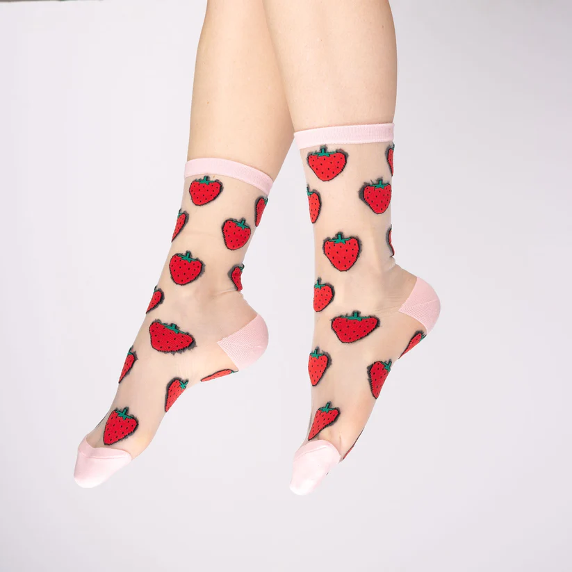 Strawberry Sheer Socks